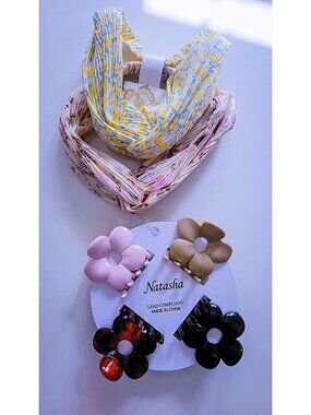 Natasha Floral Headbands & Flower Claw Clips Set